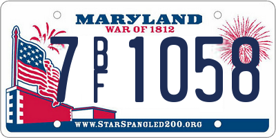 MD license plate 7BF1058