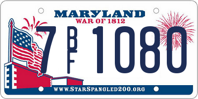 MD license plate 7BF1080