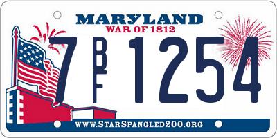 MD license plate 7BF1254