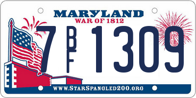 MD license plate 7BF1309