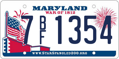 MD license plate 7BF1354