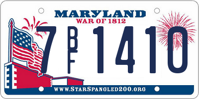 MD license plate 7BF1410