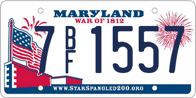 MD license plate 7BF1557