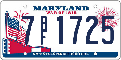 MD license plate 7BF1725