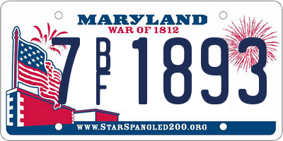 MD license plate 7BF1893