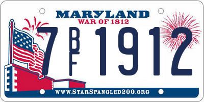 MD license plate 7BF1912