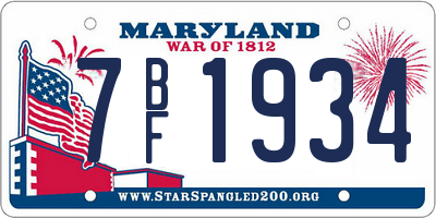 MD license plate 7BF1934