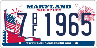 MD license plate 7BF1965