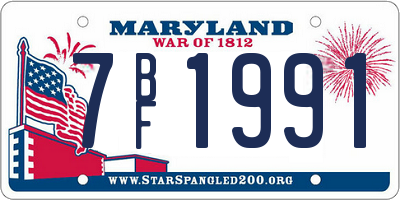 MD license plate 7BF1991