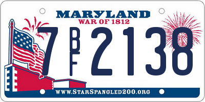 MD license plate 7BF2138