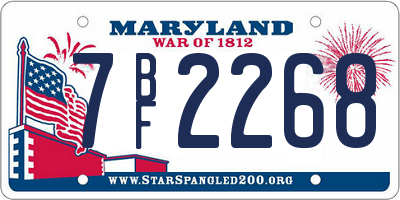 MD license plate 7BF2268