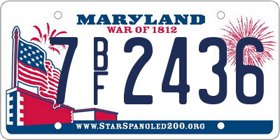 MD license plate 7BF2436