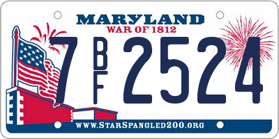 MD license plate 7BF2524