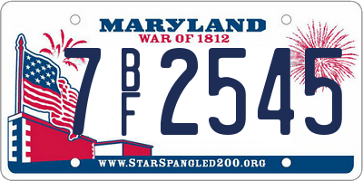 MD license plate 7BF2545