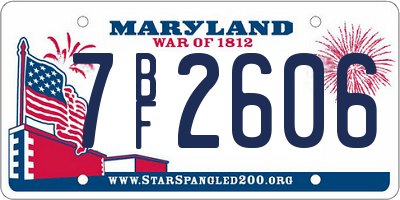 MD license plate 7BF2606