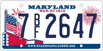 MD license plate 7BF2647