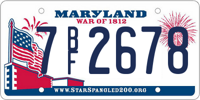 MD license plate 7BF2678