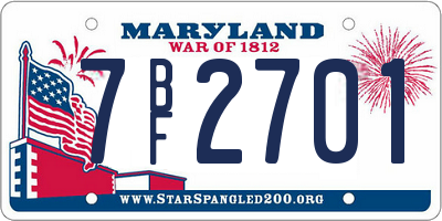 MD license plate 7BF2701