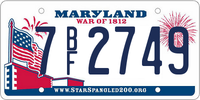 MD license plate 7BF2749