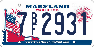 MD license plate 7BF2931
