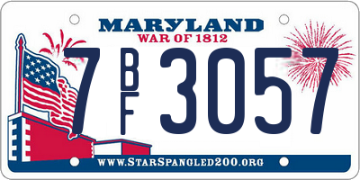 MD license plate 7BF3057