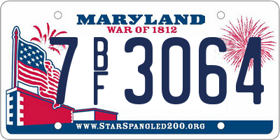 MD license plate 7BF3064