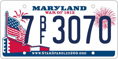 MD license plate 7BF3070