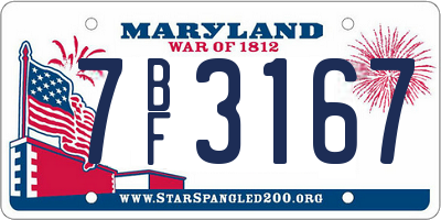 MD license plate 7BF3167
