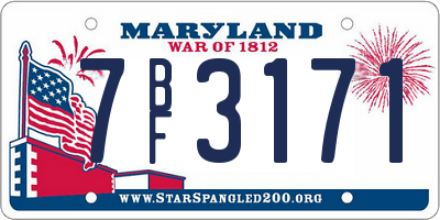 MD license plate 7BF3171