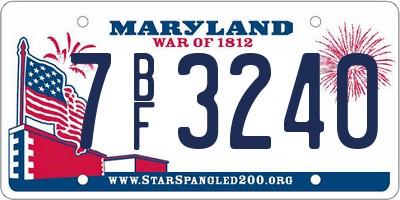MD license plate 7BF3240