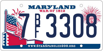 MD license plate 7BF3308