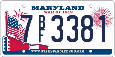 MD license plate 7BF3381
