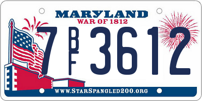 MD license plate 7BF3612