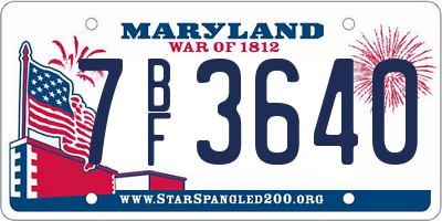 MD license plate 7BF3640