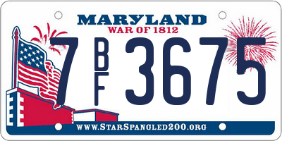 MD license plate 7BF3675
