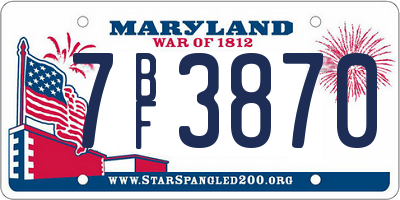 MD license plate 7BF3870