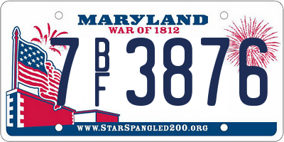 MD license plate 7BF3876