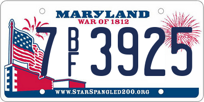 MD license plate 7BF3925