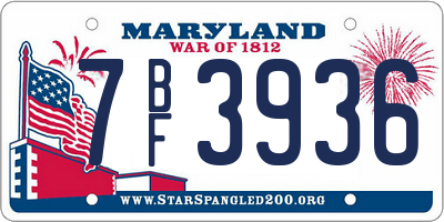 MD license plate 7BF3936