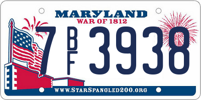 MD license plate 7BF3938