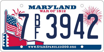 MD license plate 7BF3942