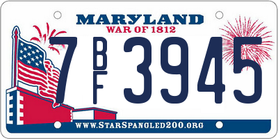 MD license plate 7BF3945