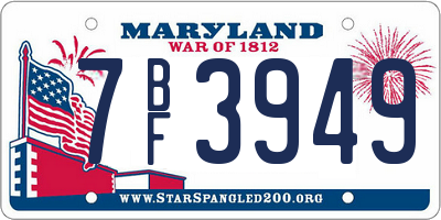 MD license plate 7BF3949