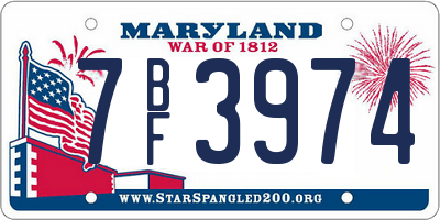 MD license plate 7BF3974
