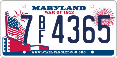 MD license plate 7BF4365