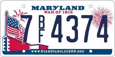 MD license plate 7BF4374