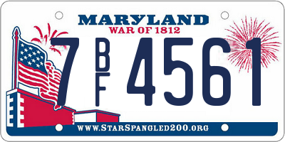 MD license plate 7BF4561