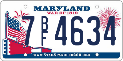 MD license plate 7BF4634