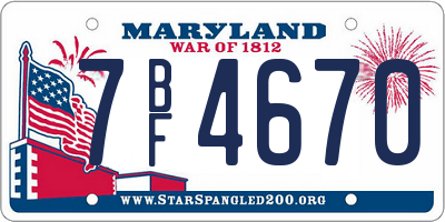 MD license plate 7BF4670