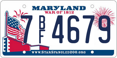 MD license plate 7BF4679